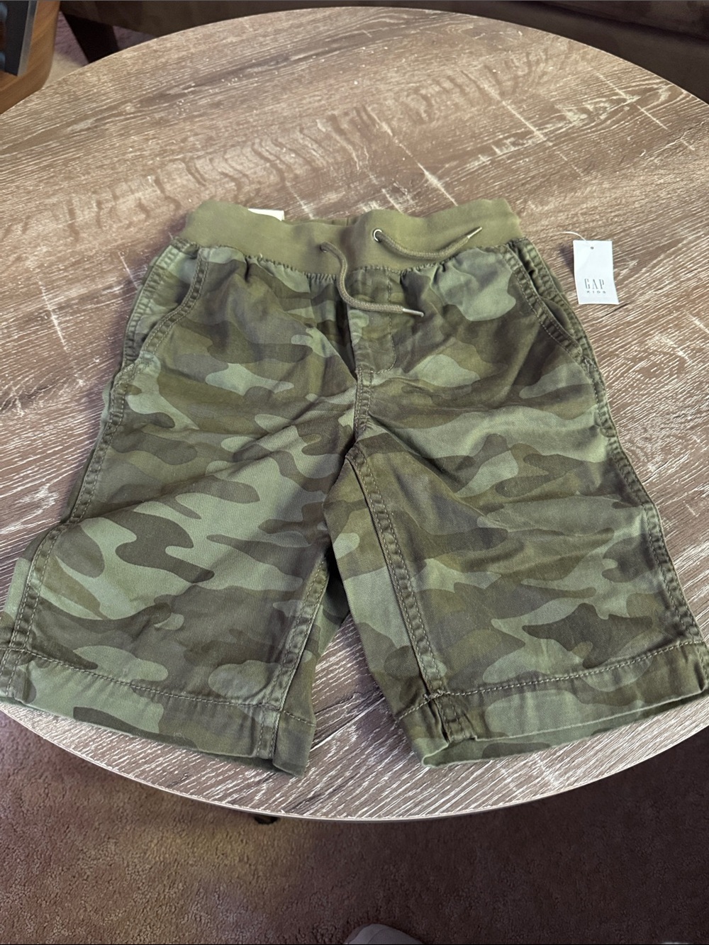GAP Kids Camo Drawstring Shorts in Olive